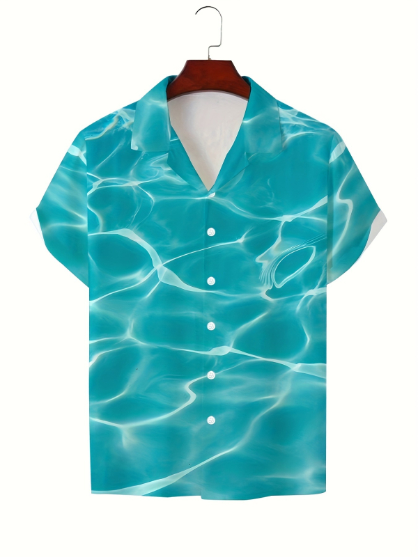 Vara bărbaților noul casual la modă imprimat cu mânecă scurtă retro rever guler cubanez cămașă simplă