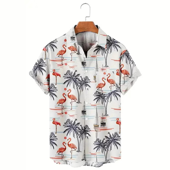 Rajzfilm Férfi Alkalmi Divat Nyári Új Rövid Ujjú Hajtás Ing Légáteresztő Könnyű Alkalmas Hétköznapi Egyezéshez