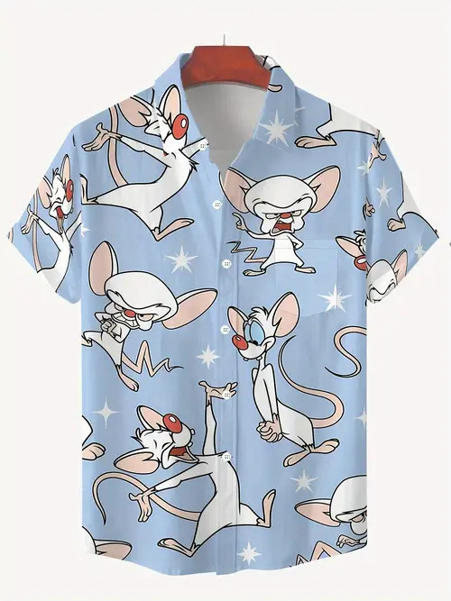 Rajzfilm Férfi Alkalmi Divat Nyári Új Rövid Ujjú Hajtás Ing Légáteresztő Könnyű Alkalmas Hétköznapi Egyezéshez