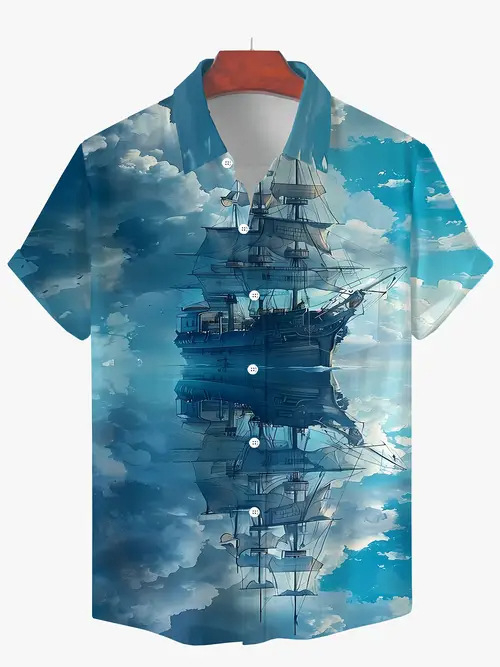 Rajzfilm Férfi Alkalmi Divat Nyári Új Rövid Ujjú Hajtás Ing Légáteresztő Könnyű Alkalmas Hétköznapi Egyezéshez