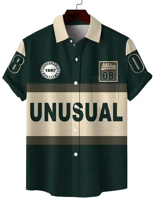 Rajzfilm Férfi Alkalmi Divat Nyári Új Rövid Ujjú Hajtás Ing Légáteresztő Könnyű Alkalmas Hétköznapi Egyezéshez