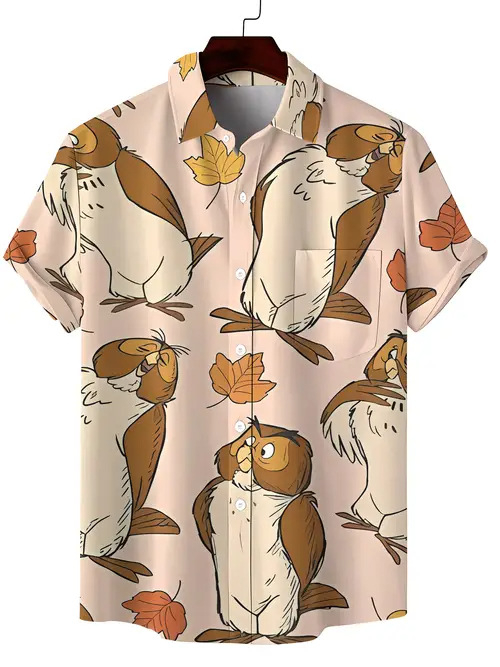 Rajzfilm Férfi Alkalmi Divat Nyári Új Rövid Ujjú Hajtás Ing Légáteresztő Könnyű Alkalmas Hétköznapi Egyezéshez