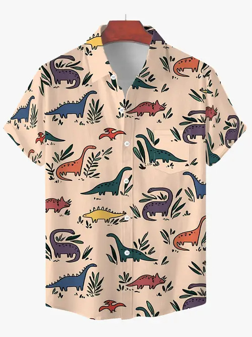 Rajzfilm Férfi Alkalmi Divat Nyári Új Rövid Ujjú Hajtás Ing Légáteresztő Könnyű Alkalmas Hétköznapi Egyezéshez