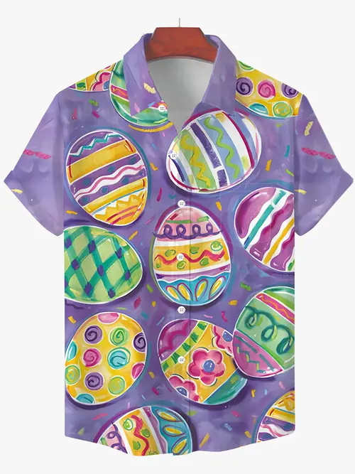 Rajzfilm Férfi Alkalmi Divat Nyári Új Rövid Ujjú Hajtás Ing Légáteresztő Könnyű Alkalmas Hétköznapi Egyezéshez