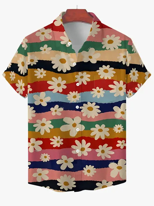 Rajzfilm Férfi Alkalmi Divat Nyári Új Rövid Ujjú Hajtás Ing Légáteresztő Könnyű Alkalmas Hétköznapi Egyezéshez