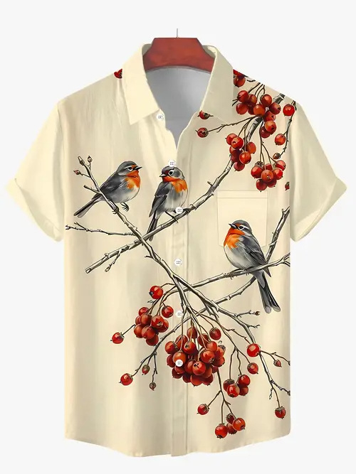 Rajzfilm Férfi Alkalmi Divat Nyári Új Rövid Ujjú Hajtás Ing Légáteresztő Könnyű Alkalmas Hétköznapi Egyezéshez