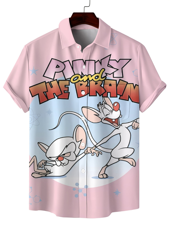 Rajzfilm Férfi Alkalmi Divat Nyári Új Rövid Ujjú Hajtás Ing Légáteresztő Könnyű Alkalmas Hétköznapi Egyezéshez