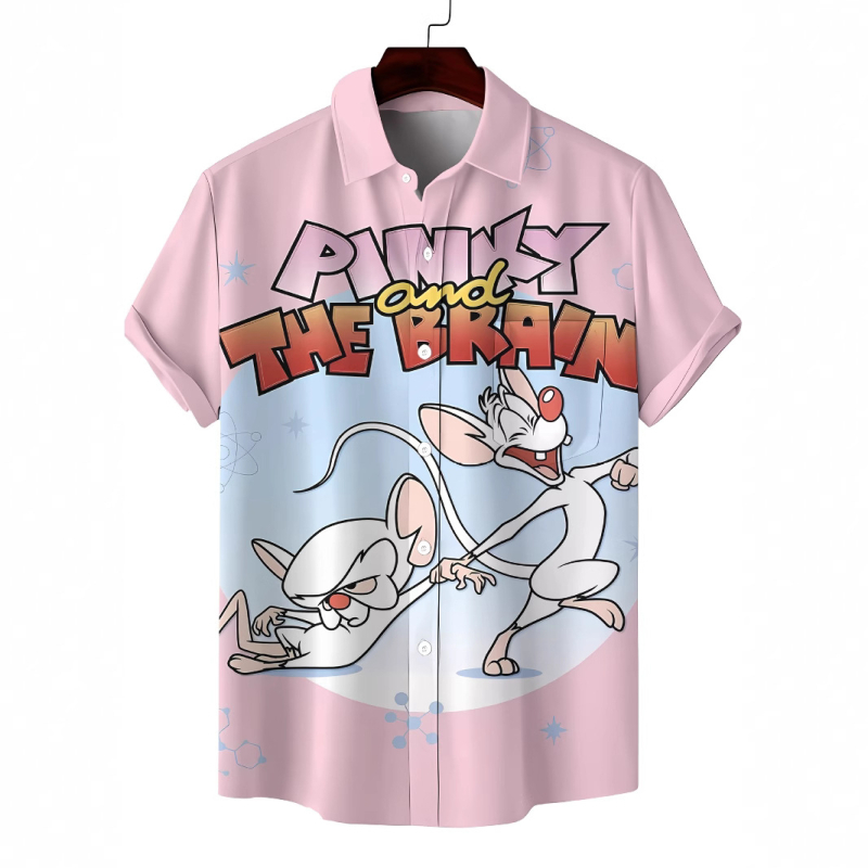 Rajzfilm Férfi Alkalmi Divat Nyári Új Rövid Ujjú Hajtás Ing Légáteresztő Könnyű Alkalmas Hétköznapi Egyezéshez