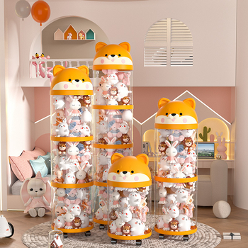 Lukuga plush-mänguasjade hoiustamise ese majapidamises, uhke välimusega suure mahutavusega nukkude hoiustamise ämber, läbipaistev hoiukorv