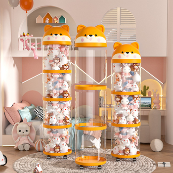 Lukuga plush-mänguasjade hoiustamise ese majapidamises, uhke välimusega suure mahutavusega nukkude hoiustamise ämber, läbipaistev hoiukorv