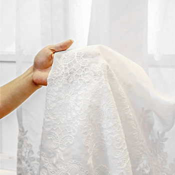 Търговия на едро френски дантелен екран за прозорец за всекидневна спалня полу-сенчещ екран за прозорец романтична бяла дантелена балконска завеса