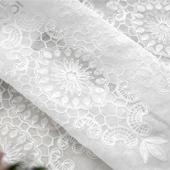 Търговия на едро френски дантелен екран за прозорец за всекидневна спалня полу-сенчещ екран за прозорец романтична бяла дантелена балконска завеса