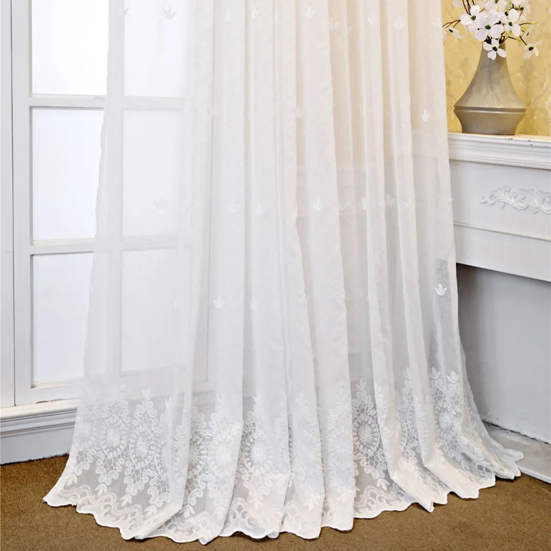 Nagykereskedelmi francia csipke ablakfüggöny otthoni nappali hálószoba félárnyékoló ablakfüggöny romantikus fehér csipke erkélyfüggöny