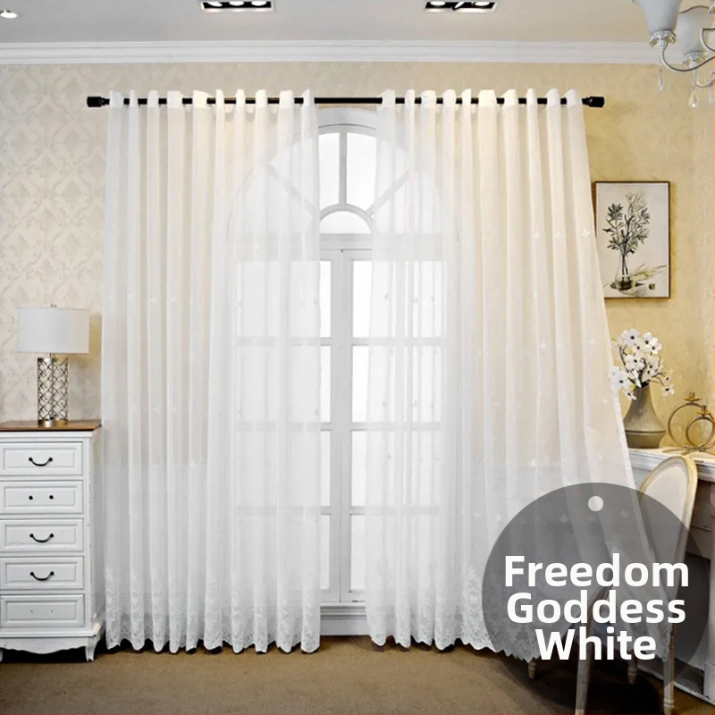 Nagykereskedelmi francia csipke ablakfüggöny otthoni nappali hálószoba félárnyékoló ablakfüggöny romantikus fehér csipke erkélyfüggöny