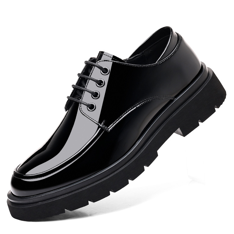 Bőrcipők Férfi élénk bőr ifjúsági brit stílusú vastag aljú, megnövelt talpú üzleti stylist cipő nagy fejű cipő SJ6265