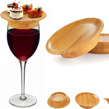 Decor pentru pahar de vin Amazon, pentru mezeluri, pentru pahar de vin, pentru delicatese, din bambus, pentru pahar de vin roșu