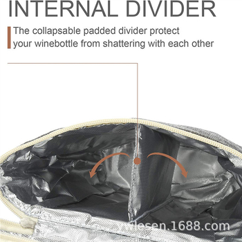 2 pudeliga isoleeritud veinikott, kahe pudeliga veinijahutuskott, alumiiniumfooliumiga paksendatud punase veini jahutuskott, jääkottide kohandamine