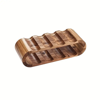 Ξύλινα στολίδια κόκκινου κρασιού διπλής στρώσης από μασίφ ξύλο, μοντέρνα απλή επιφάνεια εργασίας, ράφι επίδειξης κόκκινου κρασιού, ράφι επίδειξης κόκκινου κρασιού