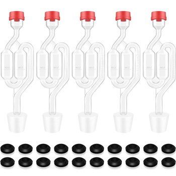 Комплект за ферментационен въздушен шлюз с мехурчета, тапа № 6 и шайба за въздушен шлюз за варене на туршии за вино и бира