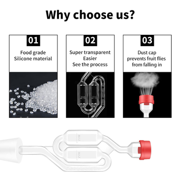 Комплект за ферментационен въздушен шлюз с мехурчета, тапа № 6 и шайба за въздушен шлюз за варене на туршии за вино и бира