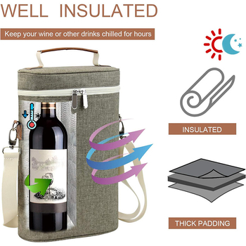 2 pudelit isoleeritud veinikott veinikott käekott jahutuskott õlarihma ja pudeliavajaga õuepikniku veinikott