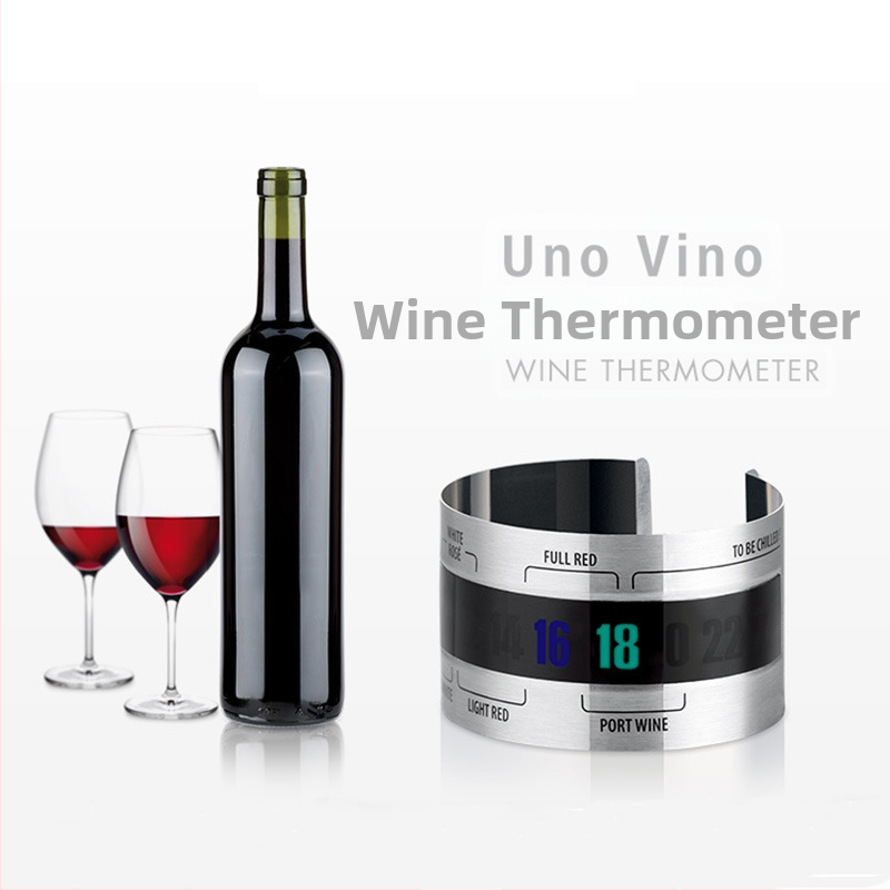 Термометър за бутилка вино от неръждаема стомана, термометър за червено вино, измервателна пръчка за температура, предварително затопляне на червено вино, производител на едро