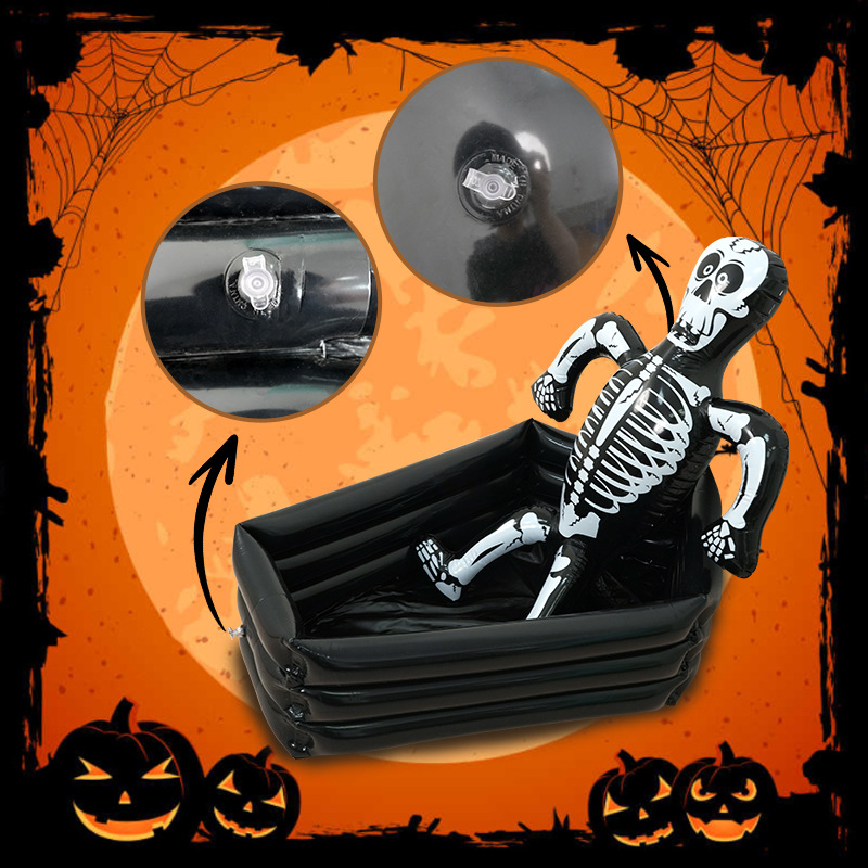 Helovino dekoracija, kaukolė, ledo kibirėlis, Helovino vakarėlio reikmenys, gėrimų kibirėlis, Helovino ornamentų laikymo kibirėlis, ledo griovelis