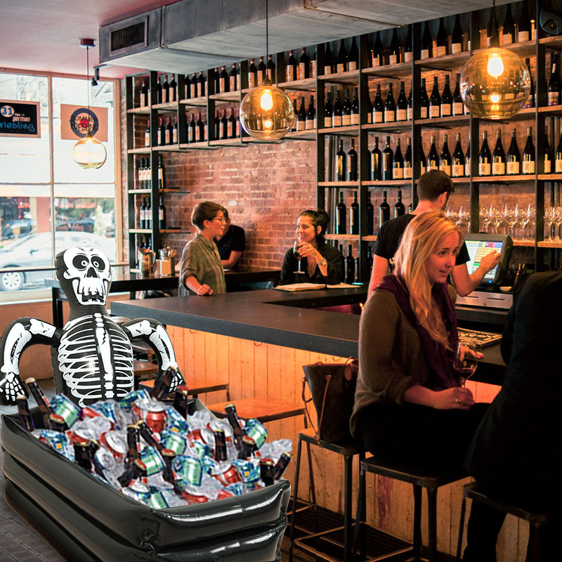 Helovino dekoracija, kaukolė, ledo kibirėlis, Helovino vakarėlio reikmenys, gėrimų kibirėlis, Helovino ornamentų laikymo kibirėlis, ledo griovelis