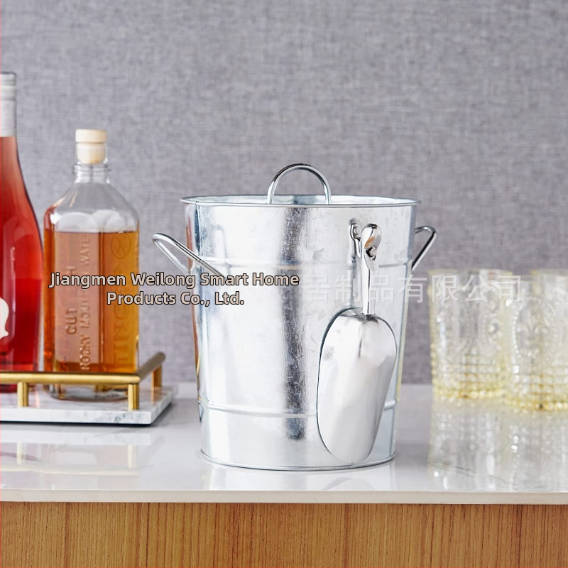 Желязна кофа за лед с капак и лъжица Amazon трансграничен ексклузивен износ външна търговия Овална кофа за лед с дръжка кофа за вино