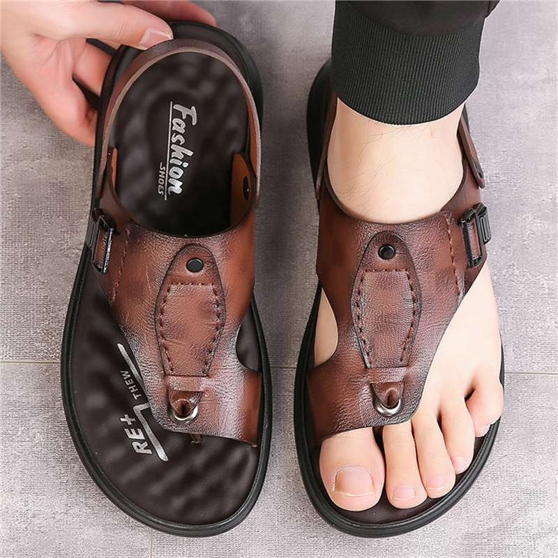 Shein Temu piiriülene e-kaubandus meeste nahast sandaalid lihtsad mood mitmekülgsed meeste rannajalatsid meeste otsetarnega