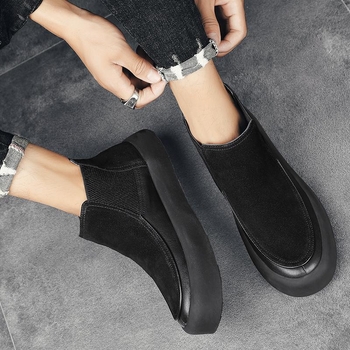 Ανδρικές μπότες Martin Boots 2025, μοντέρνες, βρετανικού στιλ, μεσαίου ύψους, για την άνοιξη, νέες μαύρες, χαμηλοτάκουνες, δερμάτινες μπότες.