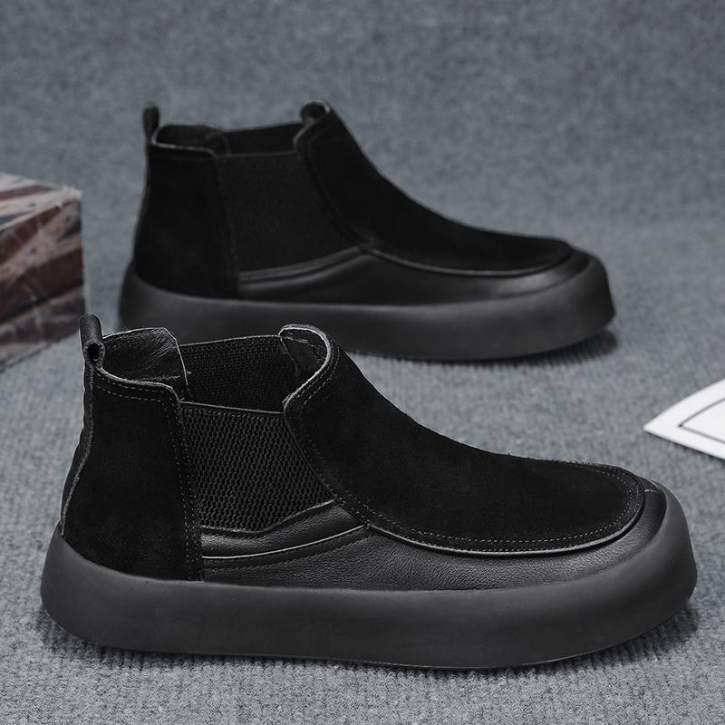 Martin Boots Férfi 2025 Trendi Brit Stílusú Férfi Csizma Középszárú Tavaszi Új Fekete Alacsony Szárú Hétköznapi Bőr Cipők