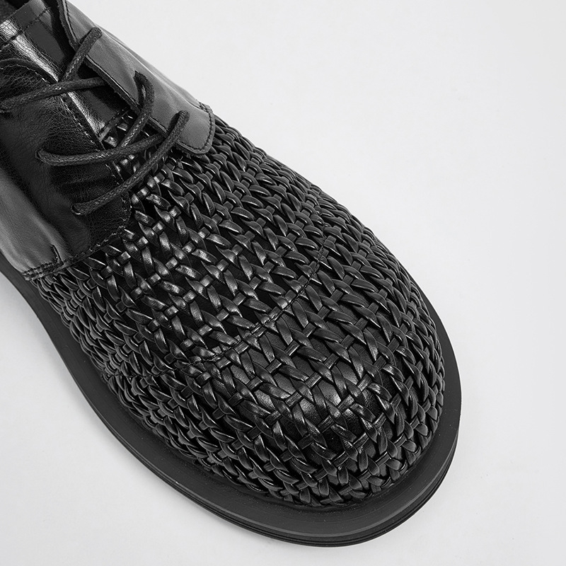 cleanfit Derby cipők férfi niche felsőkategóriás nyári kézzel szőtt lélegző bőr cipők alkalmi lyukcipők
