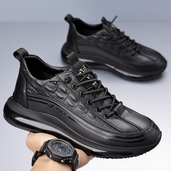 Sport bőrcipők férfiaknak 2025 új krokodilmintás hétköznapi pattogatott kukorica fekete bebújós cipők férfi trendi dropshipping