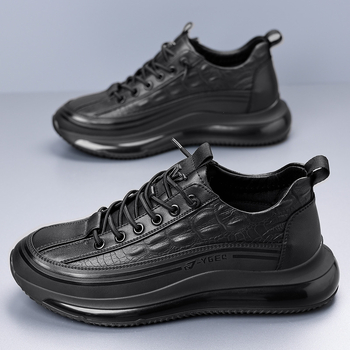 Sport bőrcipők férfiaknak 2025 új krokodilmintás hétköznapi pattogatott kukorica fekete bebújós cipők férfi trendi dropshipping