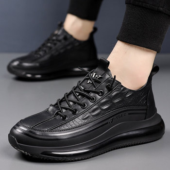 Sport bőrcipők férfiaknak 2025 új krokodilmintás hétköznapi pattogatott kukorica fekete bebújós cipők férfi trendi dropshipping
