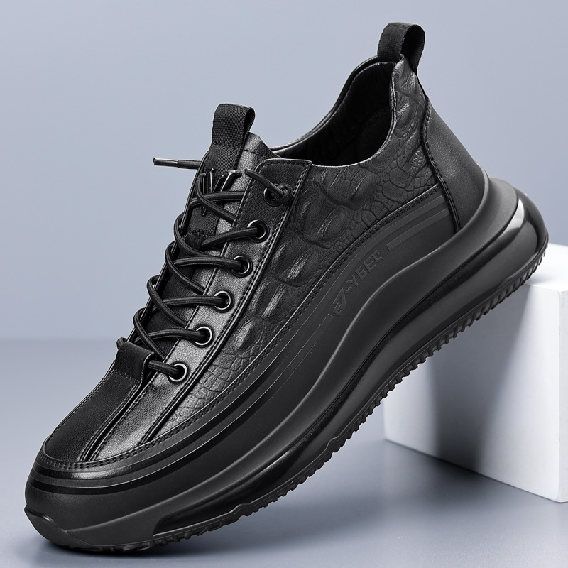 Sport bőrcipők férfiaknak 2025 új krokodilmintás hétköznapi pattogatott kukorica fekete bebújós cipők férfi trendi dropshipping