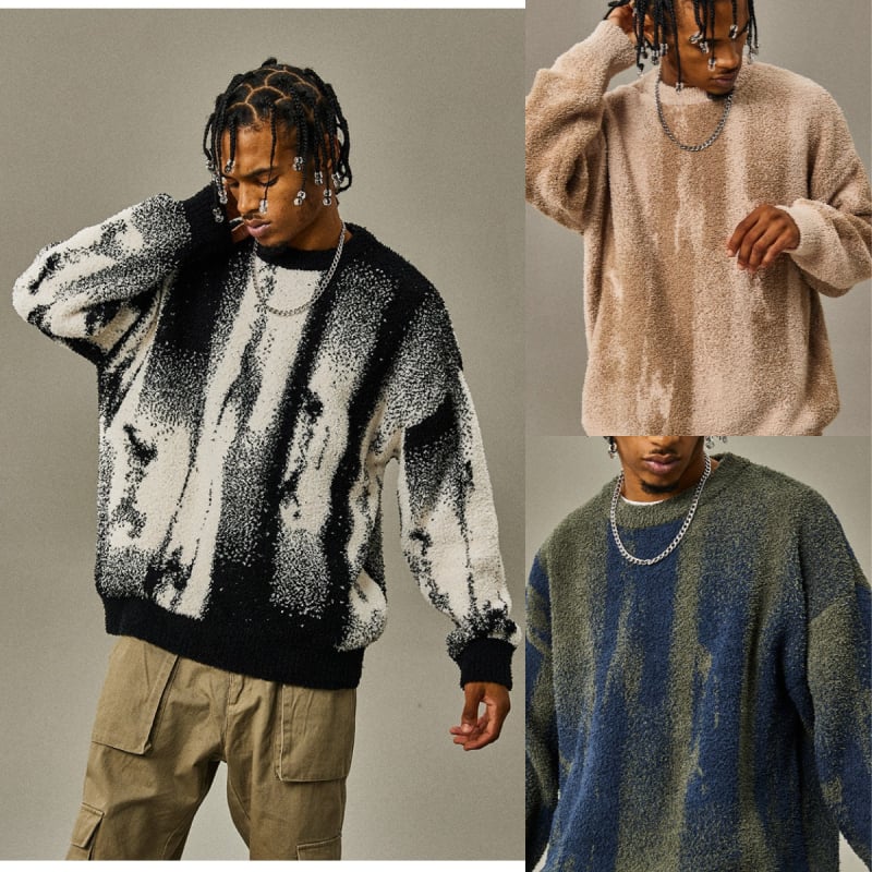 Bărbați europeni și americani, pulover cu dungi, toamna și iarna, nou, pulover vrac tricotat, cămașă de bază, top