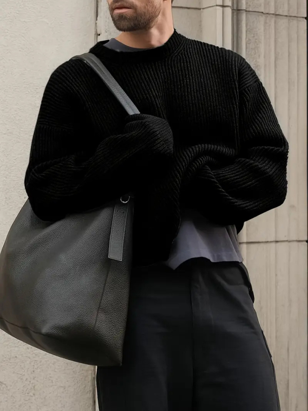 Bărbați toamna și iarna, stil matur transfrontalier, cu mânecă lungă, casual, pulover britanic, cu guler rotund, tricotat, bază