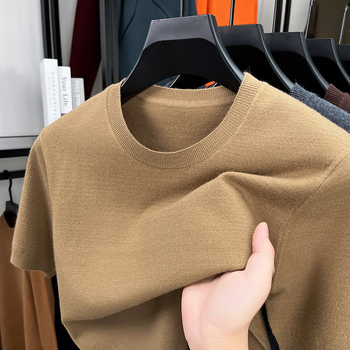 Мъжки вълнен пуловер, есенен и зимен, с висока плътност, дебел, топъл, едноцветен, универсален, плетен, на едро, мъжко облекло