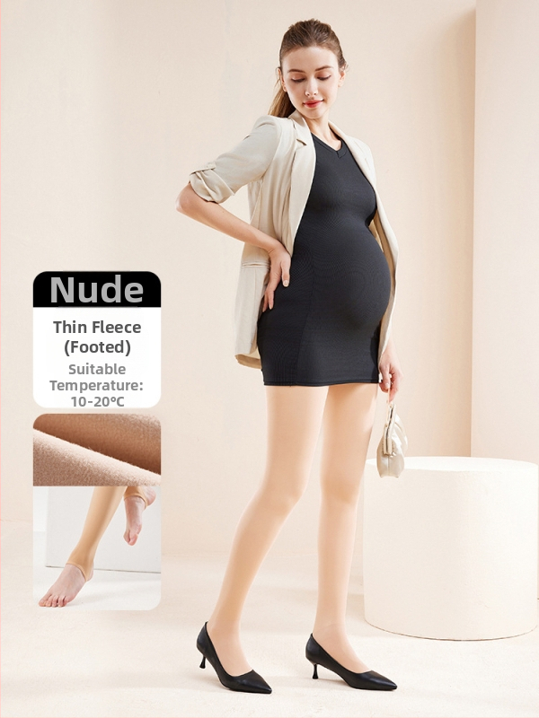 Chunyi kismama csípőtámaszos és fenékemelést segítő, meleg leggings, polár béléssel és vastagított, bőrszínű harisnyanadrág