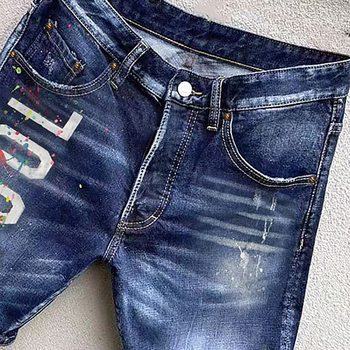 2025 Пролетни нови мъжки прави дънкови шорти с персонализиран печат на букви, модерна марка, универсални, американски, горещи продажби