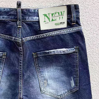 2025 Пролетни нови мъжки прави дънкови шорти с персонализиран печат на букви, модерна марка, универсални, американски, горещи продажби