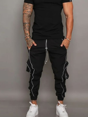 Határokon átnyúló e-kereskedelemmel foglalkozó független állomású férfi lezser fényvisszaverő csíkos tavaszi, nyári és őszi normál utcai tide többzsebes overall