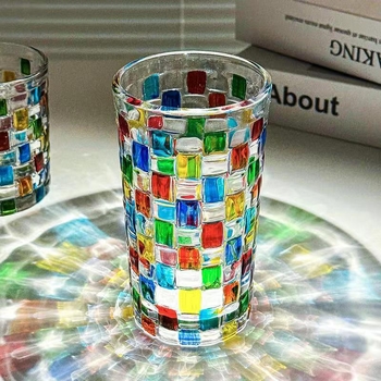 Βαμμένο χειροποίητο υφαντό γυαλί, σχέδιο niche, οικιακό κύπελλο, γυναικείο φλιτζάνι τσαγιού, ποτήρι ποτού, κύπελλο μπύρας ουίσκι