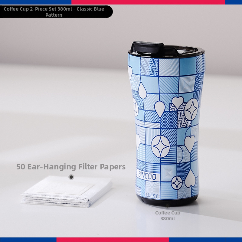 Bincoo kohvitass/fikseeritud pihustiga portselanist suure mahutavusega termoskruus retro värviväärtusega kaasaskantav tass