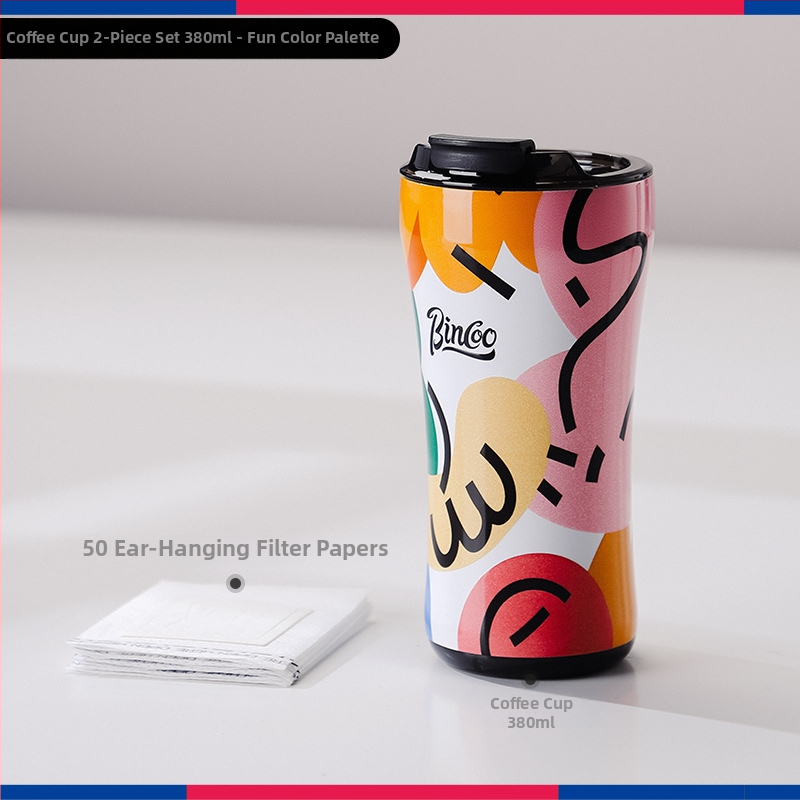 Bincoo kohvitass/fikseeritud pihustiga portselanist suure mahutavusega termoskruus retro värviväärtusega kaasaskantav tass