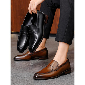 Vīriešu biznesa, formāli, uzvelkami mokasīni, rudens, īstas ādas, britu stila, pirmā slāņa, govsādas, kāzu, līgavaiņa apavi