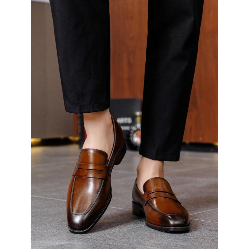 Vīriešu biznesa, formāli, uzvelkami mokasīni, rudens, īstas ādas, britu stila, pirmā slāņa, govsādas, kāzu, līgavaiņa apavi