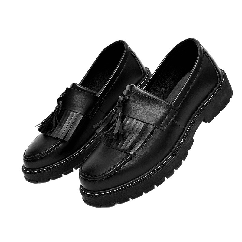 Férfi bőrcipők 2025 Nyári Férfi mokaszinok Bebújós Vastag Talpú Magasságnövelő Fiatalos Hétköznapi Brit Trend Határokon Átnyúló